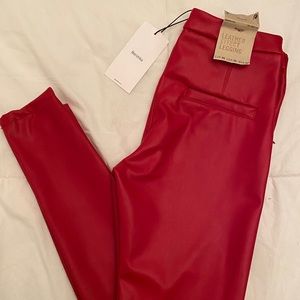 NWT Bershka Red Faux Leather Pants